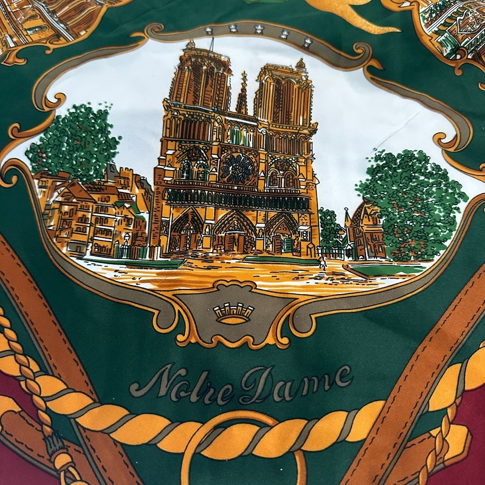 Womens Vintage Paris Scarf Souvenir De Paris Eiffel Tower Landmarks Parisian - Picture 6 of 14